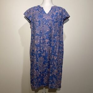 J Jill Women's Love Linen Short Sleeves Midi Dress